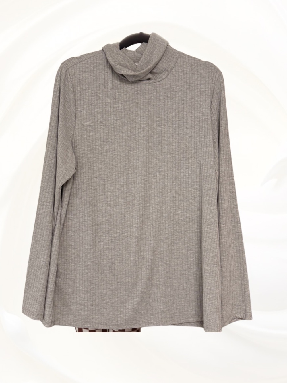 Chic Soul Gray Ribbed Turtleneck Long Sleeve Top Plus Size 3X